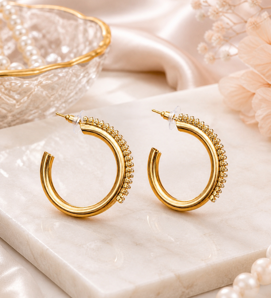 Gold toned C shape hoops