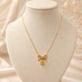 Golden Bow Charm Necklace